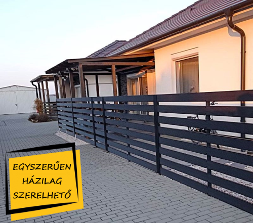 Modern megjelenésű wpc kerítés vízszintes fektetésű wpc kerítés
