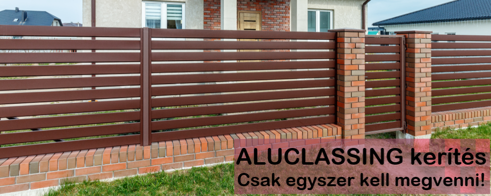 barna színű alumínium kerítés vízszintes lécezésű alu kerítések